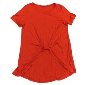 Patrizia Luca Red Knot Detail Gathered High Low Top Size L